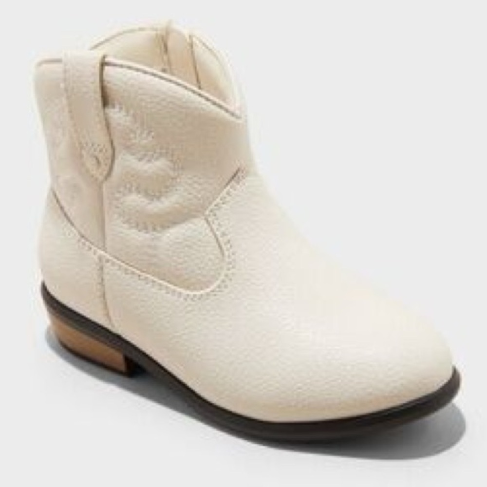 Kids Cream Ankle Zip Western Boots